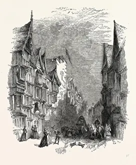 Barbican. Designed old Maps Elevations, London, England, engraving 19th century, Britain