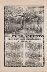 Broadsheet, relating, execution, murderer, named, Dionisio Silverio, firing squad