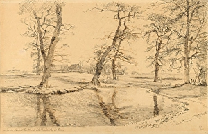 Drawings Prints, Drawing, Brook Farm, Usserod Cows, Two Figures, Artist, Johan Thomas Lundbye Drawings Prints, Drawing, Brook Farm, Usserod Cows, Two Figures, Artist, Johan Thomas Lundbye