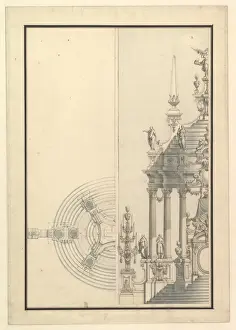 Half Elevation Ground Plan Catafalque Columns Supporting