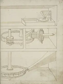 Mill Prints: Mill horizontal water wheel Edificij et machine