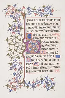 Illuminated Leaf Initial E recto Vine Border
