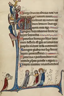 Initial E: David Playing the Harp