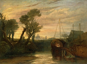 Newark Abbey Thames Lighter at Teddington Canal Scene with Barges The Lock--Glowing Newark Abbey Thames Lighter at Teddington Canal Scene with Barges The Lock--Glowing