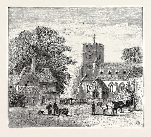 THE NORTH OF LONDON, CHURCH END, FINCHLEY, ENGRAVING 1876, UK, britain, british, europe THE NORTH OF LONDON, CHURCH END, FINCHLEY, ENGRAVING 1876, UK, britain, british, europe
