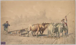 Four Oxen Pulling Plough 1853 Constant Troyon Four Oxen Pulling Plough 1853 Constant Troyon