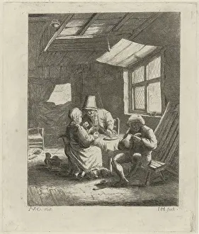 Peasant interior (first version), Jabes Heenck, c. 1767 - 1782