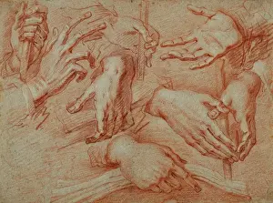 Study, Hands, recto, Study, Reclining, St. Francis, verso, Daniele Crespi, Italian