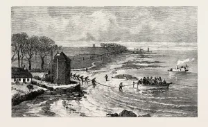 Submarine Telephone between Scotland and Ireland: Donaghadee, County Down, 1893 Engraving Submarine Telephone between Scotland and Ireland: Donaghadee, County Down, 1893 Engraving