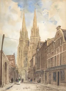 View of Bayeux, 1832, Brush and watercolor over graphite, sheet: 10 9/16 x 7 3/4 in View of Bayeux, 1832, Brush and watercolor over graphite, sheet: 10 9/16 x 7 3/4 in