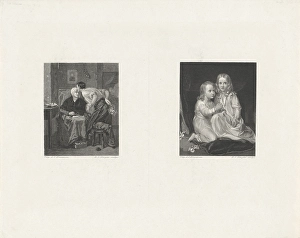 Young man visits old woman Two praying girls Young man visits old woman Two praying girls
